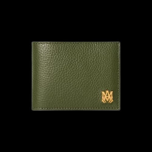 Amiri Pebbled MA Plate Bifold Wallet 'Olive'