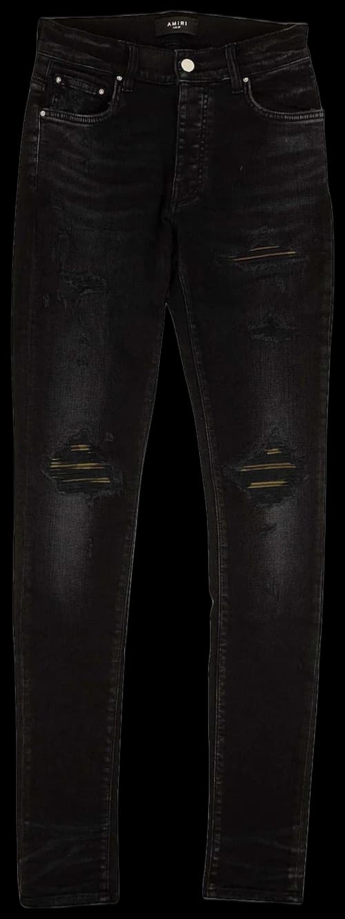 AMIRI MX1 Camo Leather Patch Jeans Black
