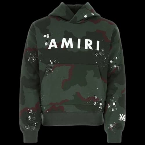 AMIRI Logo Camo Hoodie Green