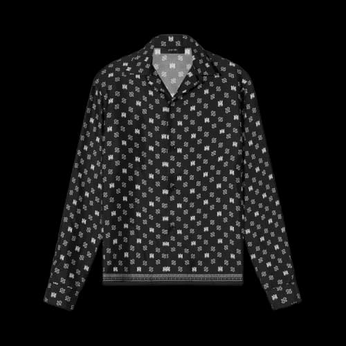 Amiri MA Repeat Logo Long-Sleeve Camp Shirt 'Black'