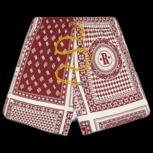 Rhude Card Print Swim Short 'Maroon/White'