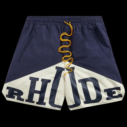 Rhude Logo Printed Drawstring Shorts 'Navy/Creme'