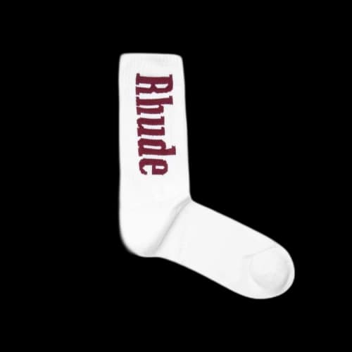 Rhude Logo Verticle Sock 'White/Maroon'