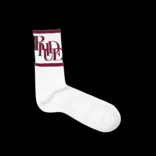 Rhude Scramble Logo Sock 'White/Maroon'