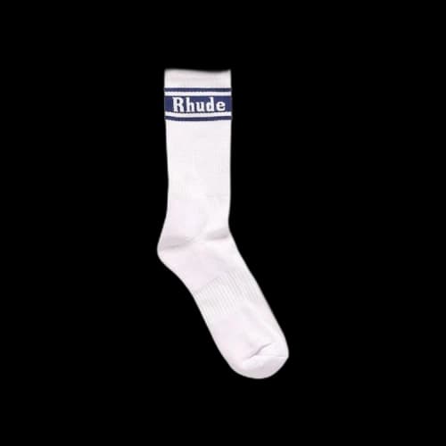 Rhude Stipe Logo Sock 'White/Navy'