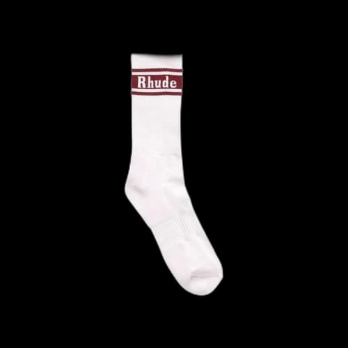 Rhude Stripe Logo Sock 'White/Maroon'