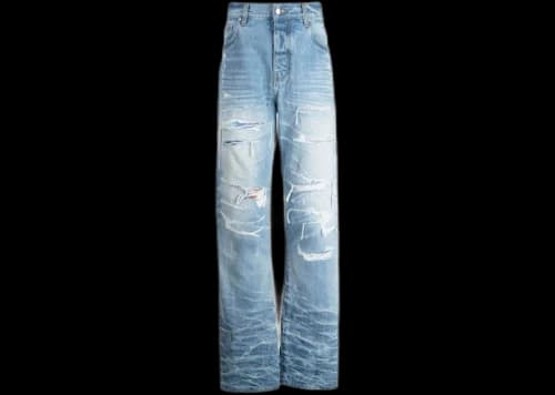 AMIRI Destroyed Straight Fit Jeans Blue