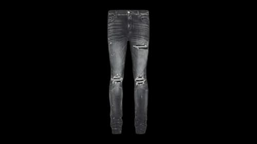 AMIRI MX1 Leather Storm Jeans Grey