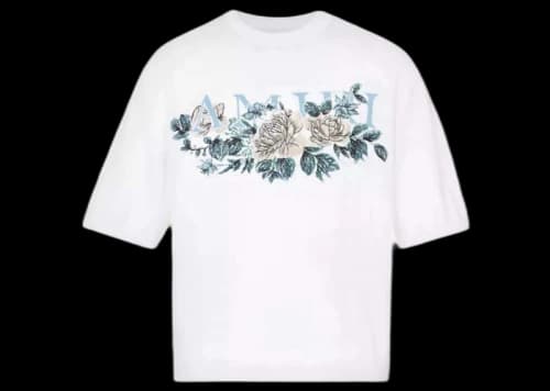 AMIRI Floral Logo Knitted Crewneck Tee White