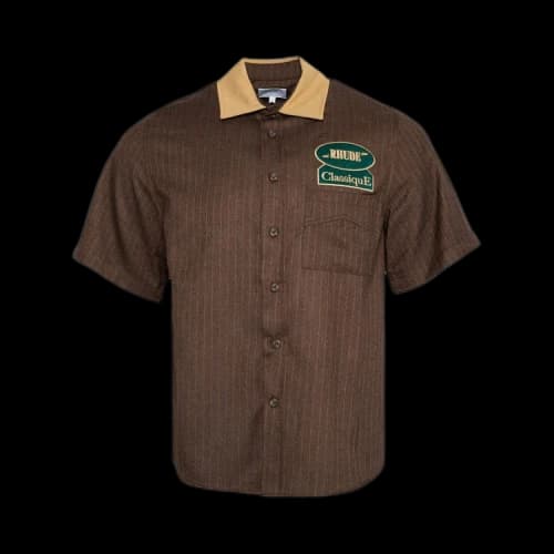 Rhude Twill Stripe Mechanic Shirt 'Brown/Tan'