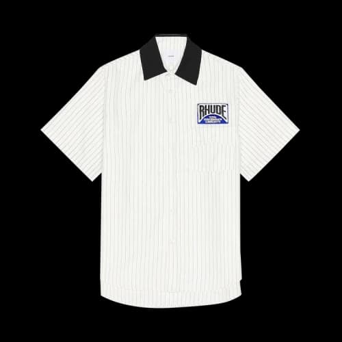 Rhude Twill Stripe Mechanic Shirt 'White/Black'