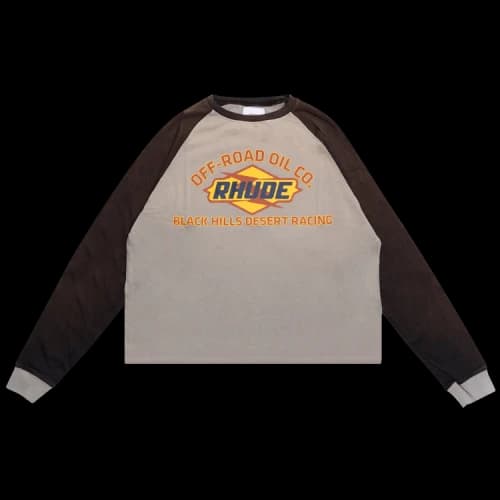 Rhude Black Hills Raglan Long-Sleeve Tee 'Elephant/Black'