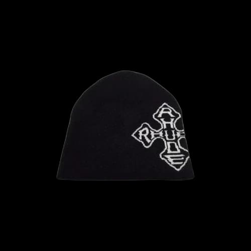 Rhude Cross Logo Knitted Beanie 'Black'