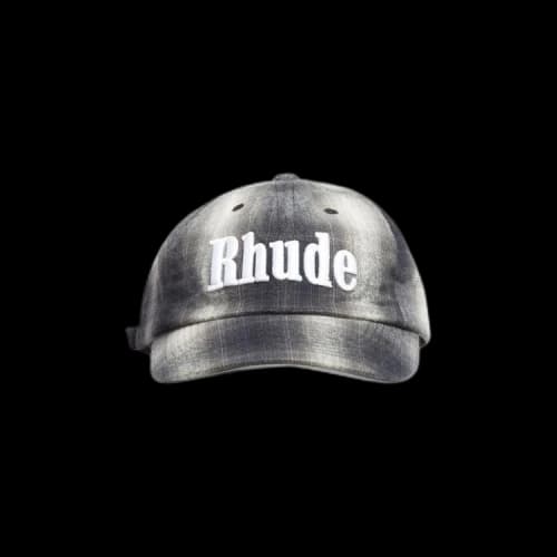 Rhude Logo Flannel 6-Panel Hat 'Black/Grey'