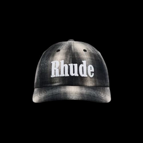 Rhude Logo Flannel 6 Panel Hat 'Black/Grey'