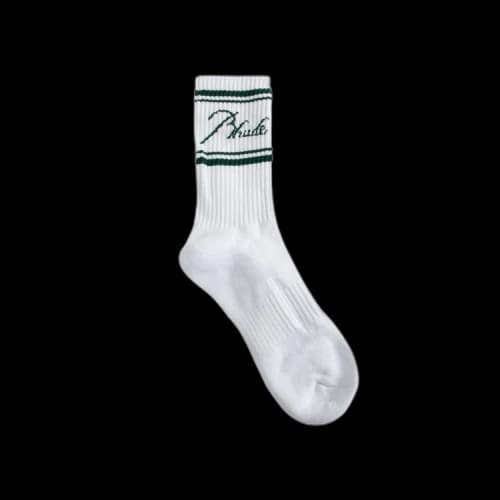 Rhude Script Logo Sock 'White/Green'