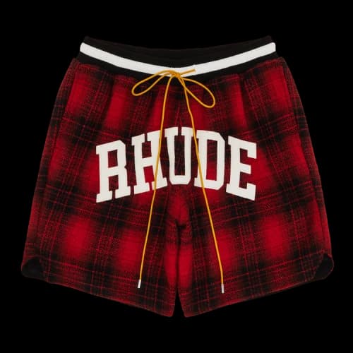 Rhude Flannel Collegiate Court Logo Short 'Red/Black'
