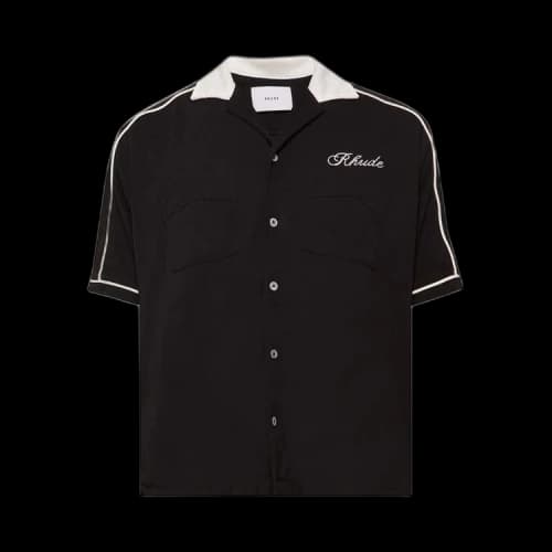 Rhude Oxford Cocktail Club Bowling Shirt 'Black/White'