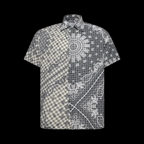 Rhude Split Gingham Bandana Button Up Shirt 'Black/White'