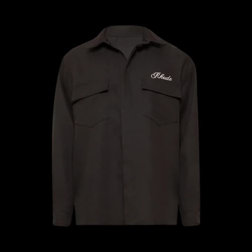 Rhude Boxy Long-Sleeve Work Shirt 'Black'