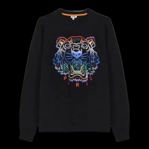 KENZO Gradient Colorblock Tiger Head Embroidered Pattern Pullover Black