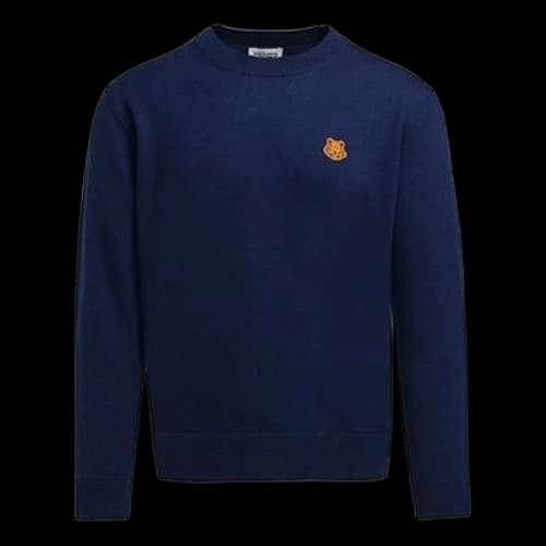 KENZO SS21 Tiger Head Label Round Neck Pullover Blue
