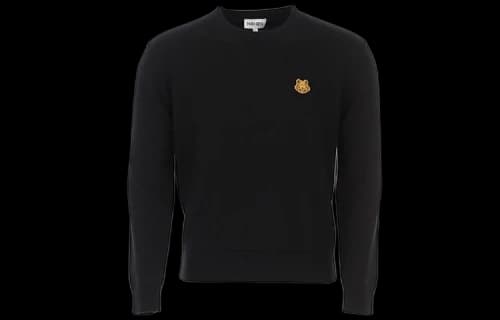 KENZO SS21 Tiger Head Label Round Neck Pullover Black