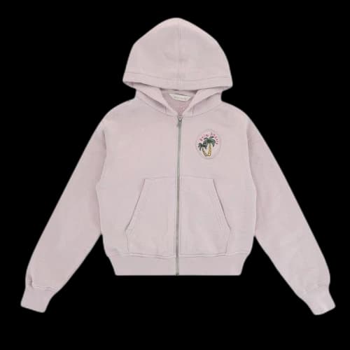Palm Angels Kids Palm Tree Zip Up Hoodie 'Lilac/Green'