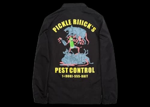 BAIT x Rick And Morty Pickle Rick Coaches Jacket Black