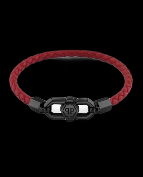 Philipp Plein Plein Edge Calf Leather Bracelet Gun
