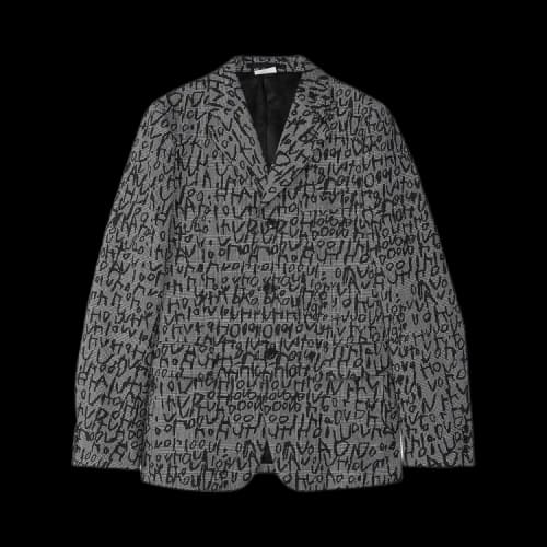 Comme des Garçons Homme Plus Letter Prints Over Houndstooth Blazer 'Black'
