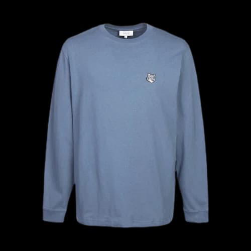 Maison Kitsune Fox Head Long Sleeve T-shirt Blue