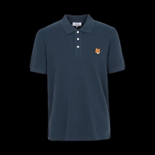 Maison Kitsune Fox Head Collar Short Sleeve T-shirt Navy