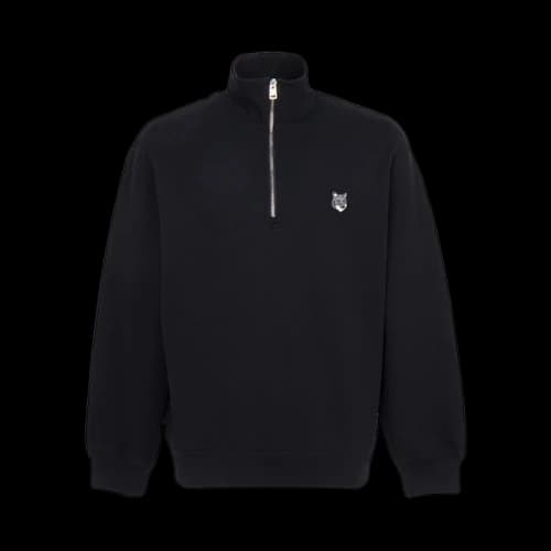Maison Kitsune Fox Head Half Zip Up Sweatshirt Black