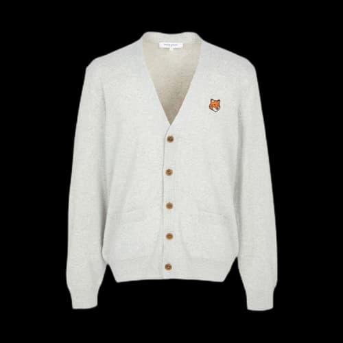 Maison Kitsune Fox Head Cardigan Gray