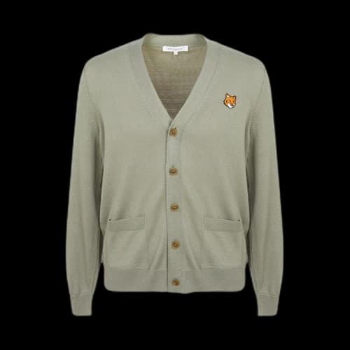 Maison Kitsune Fox Head Cardigan Cardigan Khaki