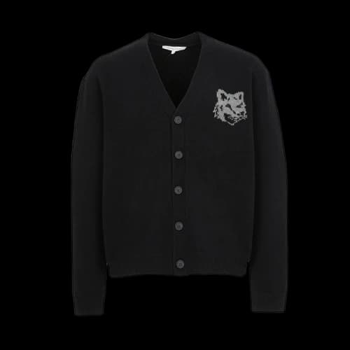 Maison Kitsune Fox Head Intarsia Cardigan Black