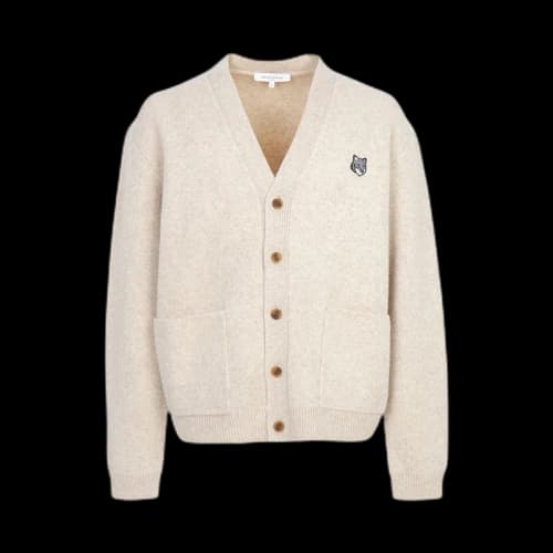 Maison Kitsune Fox Head Cardigan Beige