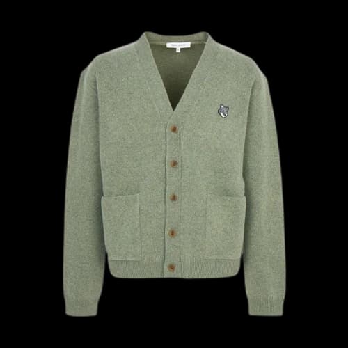 Maison Kitsune Fox Head Cardigan Green