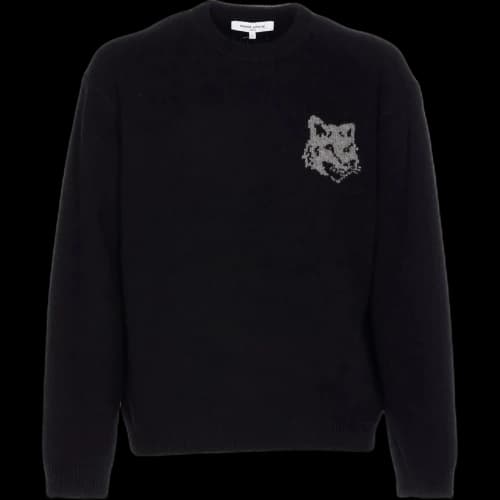 Maison Kitsune Fox Head Knit Sweater Black