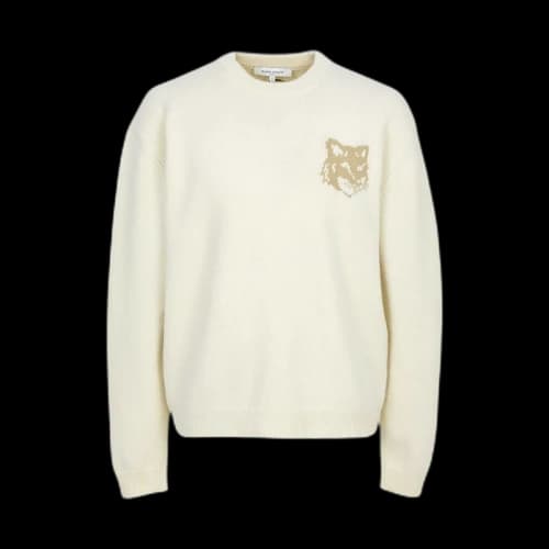 Maison Kitsune Fox Head Knit Sweater Ivory