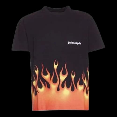 PALM ANGELS FIRESTARTER Flame Printing Loose Short Sleeve Black