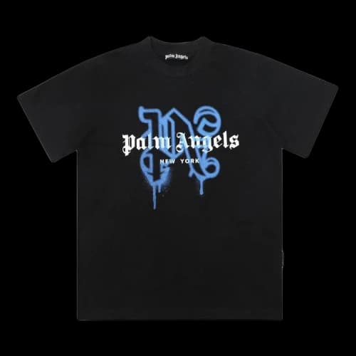 Palm Angels NY Monogram Spray Tee 'Black/Blue'