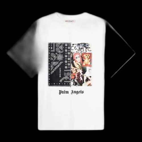 PALM ANGELS Bandana College Tee cashew Printing Short Sleeve White