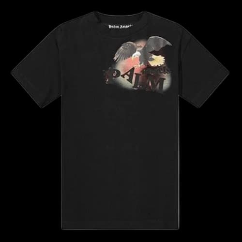 PALM ANGELS Brown Angel Eagle Short Sleeve Black