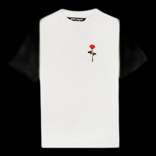 PALM ANGELS Rose Printing Short Sleeve White