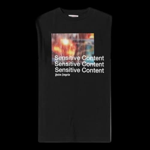 PALM ANGELS Sensitive Content Tee Printing Short Sleeve Black