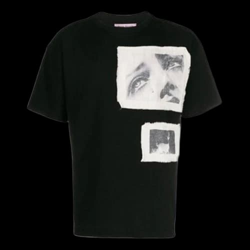 PALM ANGELS Black White Printing Short Sleeve Black