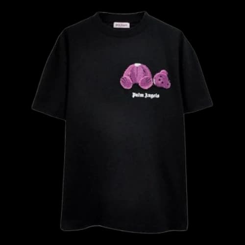 PALM ANGELS Purple Printing Short Sleeve Black