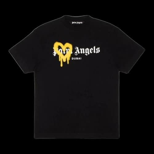 Palm Angels Dubai Heart Sprayed Logo T-Shirt Black
